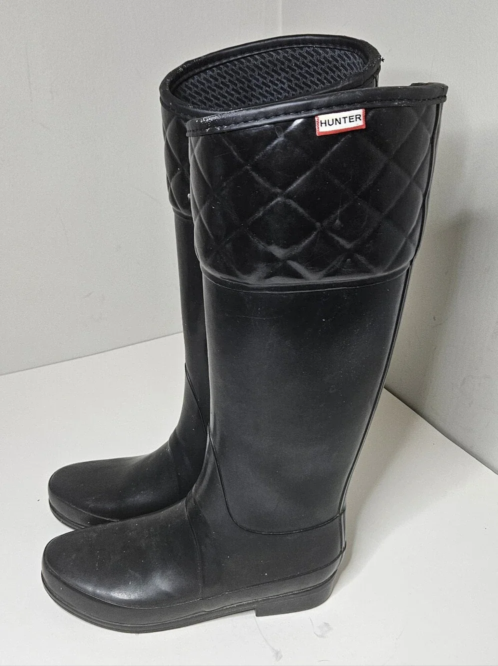 Hunter Boots Regent Rigley Quilted Riding Rain Black Rubber Women's 6